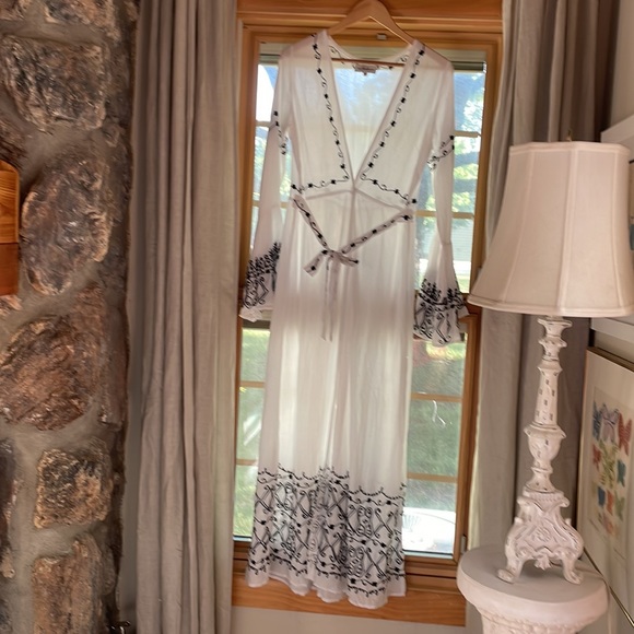 BOHO Arnhem (Australia) Boho Embroidered Rayon Maxi Wrap Dress Sz /XS/S - Picture 2 of 8